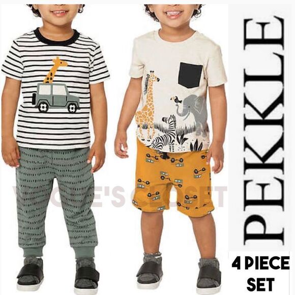 NEW! Pekkle Infant 4 Piece Set Safari , Sizes 12M and 24M Available - Picture 1 of 14